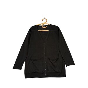 Eileen Fisher | Linen Cotton Button Front‎ Oversized Cardigan Black Size XXS